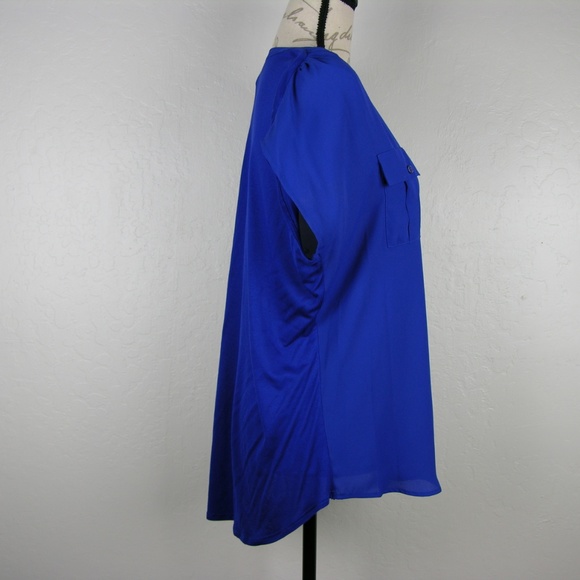 I.N.C. High Low Blue Front Pocket Shirt Sz L - Picture 3 of 3